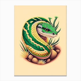 Mojave Green Rattlesnake Tattoo Style Canvas Print