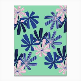 Blue And Pink Flowers Canvas Print