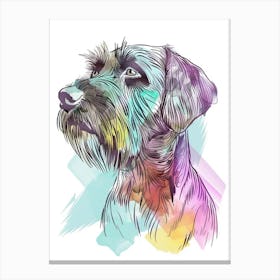 Wirehaired Pointing Griffon Dog Pastel Line Watercolour Illustration  1 Canvas Print