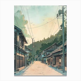 Sendai Japan 1 Retro Illustration Canvas Print