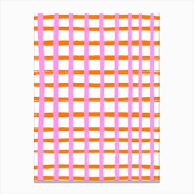Pink And Orange Grid Check Canvas Print