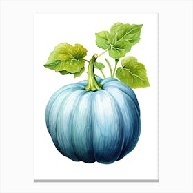 Blue Hubbard Squash Pumpkin Watercolour Illustration 1 Canvas Print