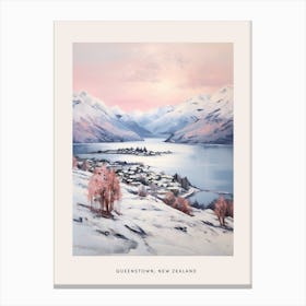 Dreamy Winter Painting Poster Queenstown New Zealand 2 Canvas Print