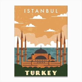 Istanbul, Turkey — Retro travel minimalist poster 5 Canvas Print