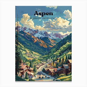 Aspen Colorado Mountain Art Illustration Canvas Print