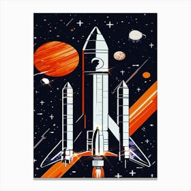 Retro Space Shuttle In Space Canvas Print