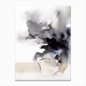 Watercolour Abstract Black And White 2 Canvas Print