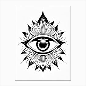 Chakra, Symbol, Third Eye Simple Black & White Illustration 4 Canvas Print