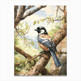 Storybook Animal Watercolour Magpie 1 Canvas Print