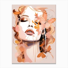 Beautiful Woman With Butterfly Canvas Print