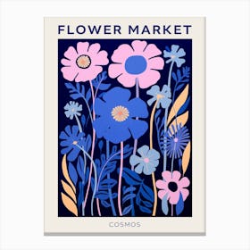 Blue Flower Market Poster Cosmos 1 Canvas Print