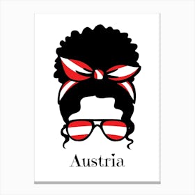 Cute Women Style Wearing Austria Flag Glasses Canvas Print