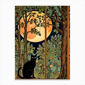 William Morris Black Cat In The Forest Canvas Print