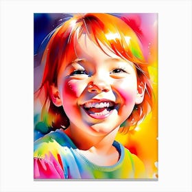 watercolor portrait of a joyful child Canvas Print