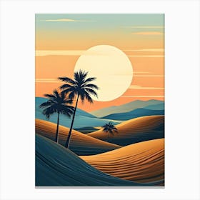 Desert Landscape With Palm Trees 8 Canvas Print