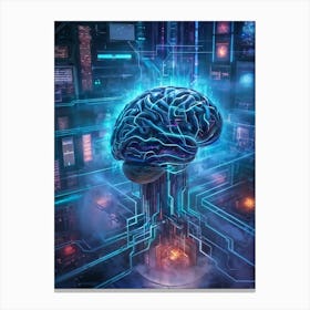 Abstract Digital Painting Of A Human Brain Neural Connections Resembling An Elaborate Circuit Its (1) Canvas Print