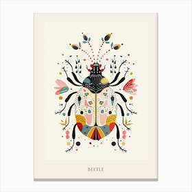 Colourful Insect Illustration Beetle 10 Poster Canvas Print