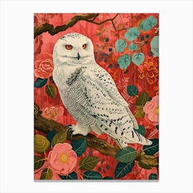 Floral Animal Painting Snowy Owl 3 Canvas Print