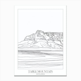 Table Mountain South Africa Line Drawing 7 Poster Canvas Print