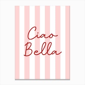 Ciao Bella Pink Stripes Canvas Print