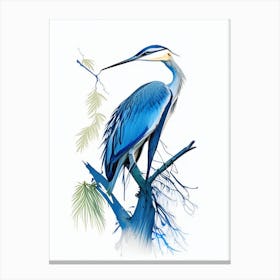 Blue Heron In Tree Impressionistic 2 Canvas Print