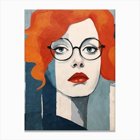 Red Haired Woman with Glasses Canvas Print