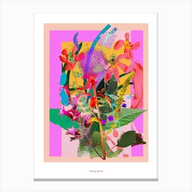 Amaranth 2 Neon Flower Collage Poster Canvas Print