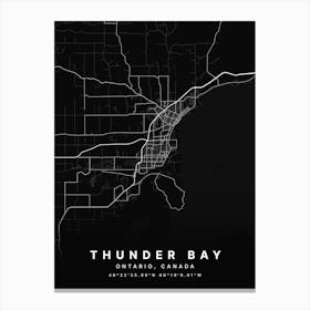 Thunder Bay Ontario Canada Black Map Canvas Print