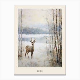 Vintage Winter Animal Painting Poster Deer 2 Canvas Print