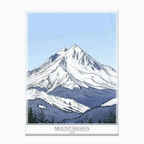Mount Shasta Usa Color Line Drawing 6 Poster Canvas Print
