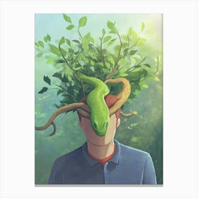 Snake On Head - Adam in Paradise Canvas Print