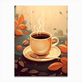 Coffee Cup With Leaves 2 Canvas Print