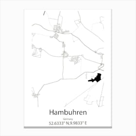 Hambuhren,Germany Minimalist Map Canvas Print