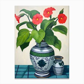 Flowers In A Vase Still Life Painting Impatiens 2 Canvas Print