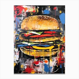 Burger graffiti Basquiat style food Canvas Print
