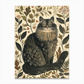 Norwegian Forest Cat Japanese Illustration 1 Canvas Print