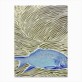 Surgeonfish Linocut Canvas Print