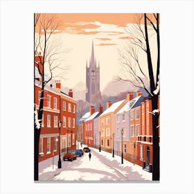 Vintage Winter Travel Illustration Durham United Kingdom 1 Canvas Print