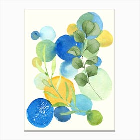 Abstract watercolor with eucalytus branches Canvas Print