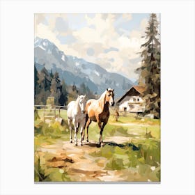 Horses Painting In Bled, Slovenia 4 Canvas Print