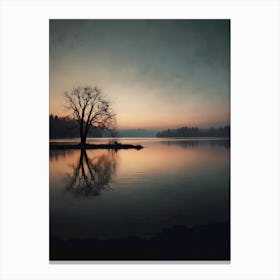 Lone Tree On Lake Canvas Print