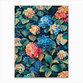 Hydrangeas Inspired By William Morris 1 Canvas Print