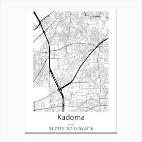 Kadoma,Japan Minimalist Map Canvas Print