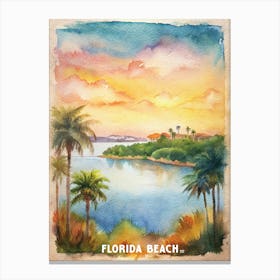 Florida Beach Watercolor Painting Canvas Print