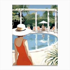 Patio With Pool In Mexico - expressionism 1 Canvas Print