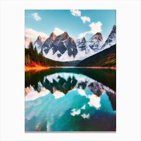 Mountain Peaks Reflected In Lake Canvas Print