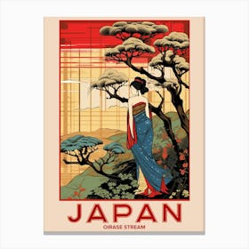 Oirase Stream, Visit Japan Vintage Travel Art 1 Canvas Print