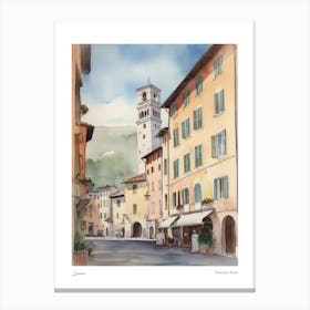 Lucca, Tuscany, Italy 3 Watercolour Travel Poster Canvas Print