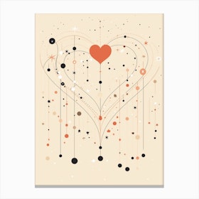 Swirl Beige Black & Copper Zodiac Heart 2 Canvas Print