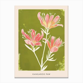 Pink & Green Kangaroo Paw 1 Flower Poster Canvas Print